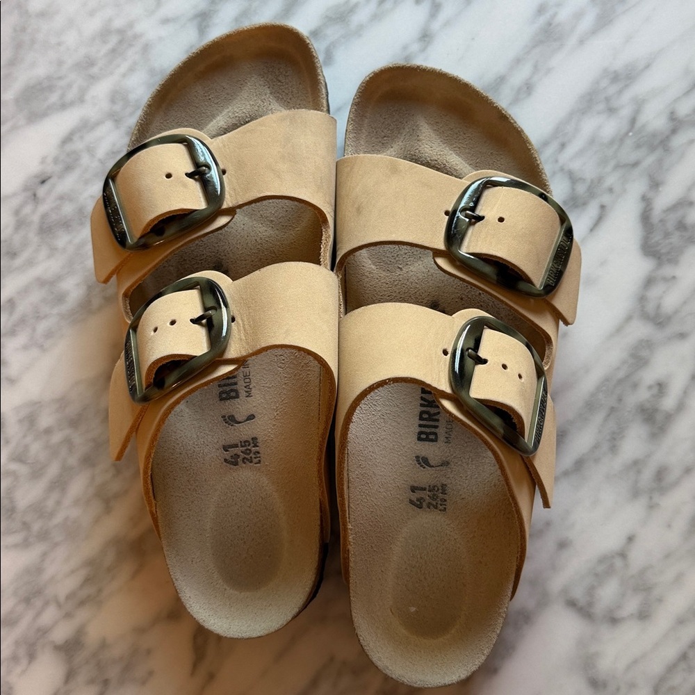Birkenstock Arizona Big Buckle Tortoise Almond Nubuck 1018-861 Size 41 - Picture 3 of 6